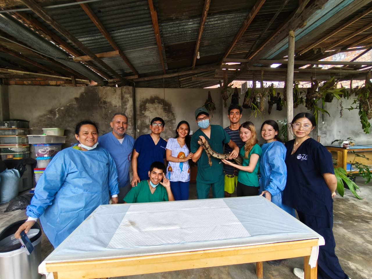 Veterinary staff and students during a teaching visit.